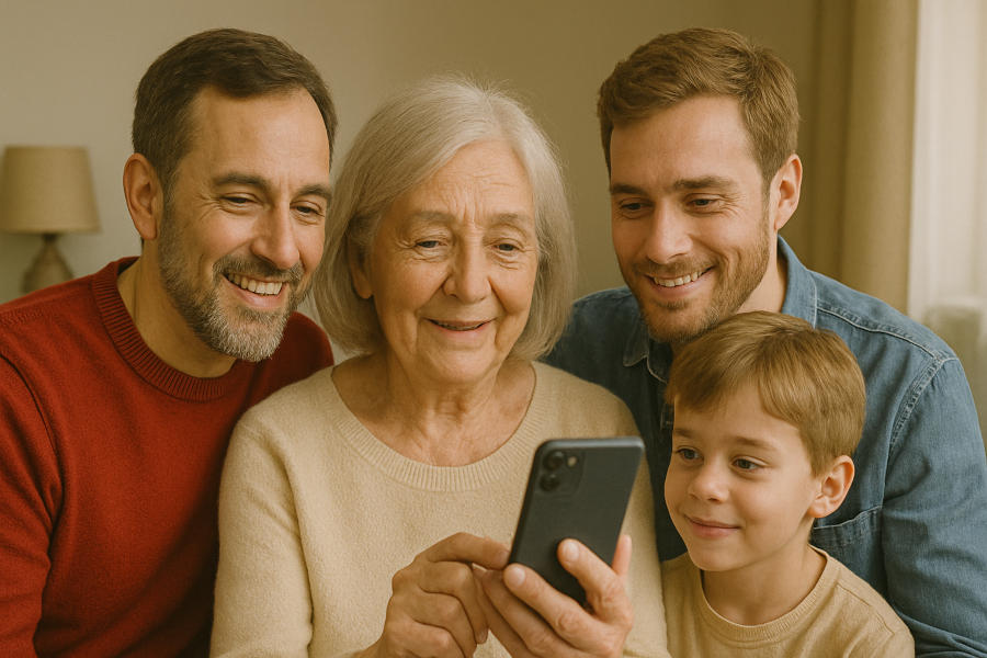 Family members looking relieved